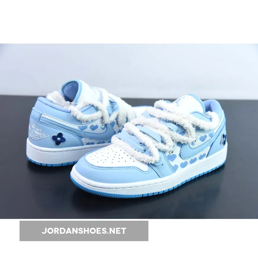 Custom Air Jordan 1 Low "White/Ice Blue Custom Air Jordan 1 Low "White/Ice Blue