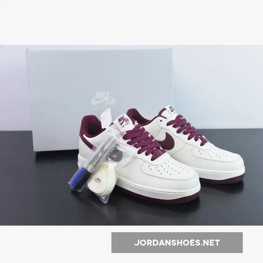 Custom Nike Air Force 1 Low White Wine Red