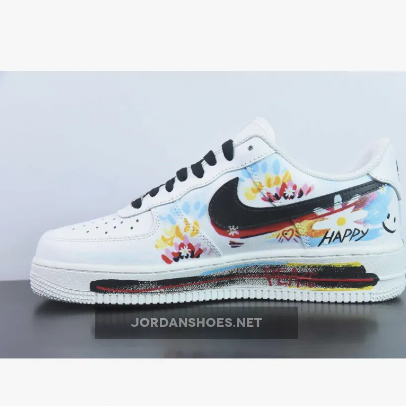Custom Nike Air Force 1 Low White Black Multi Custom Nike Air Force 1 Low White Black Multi