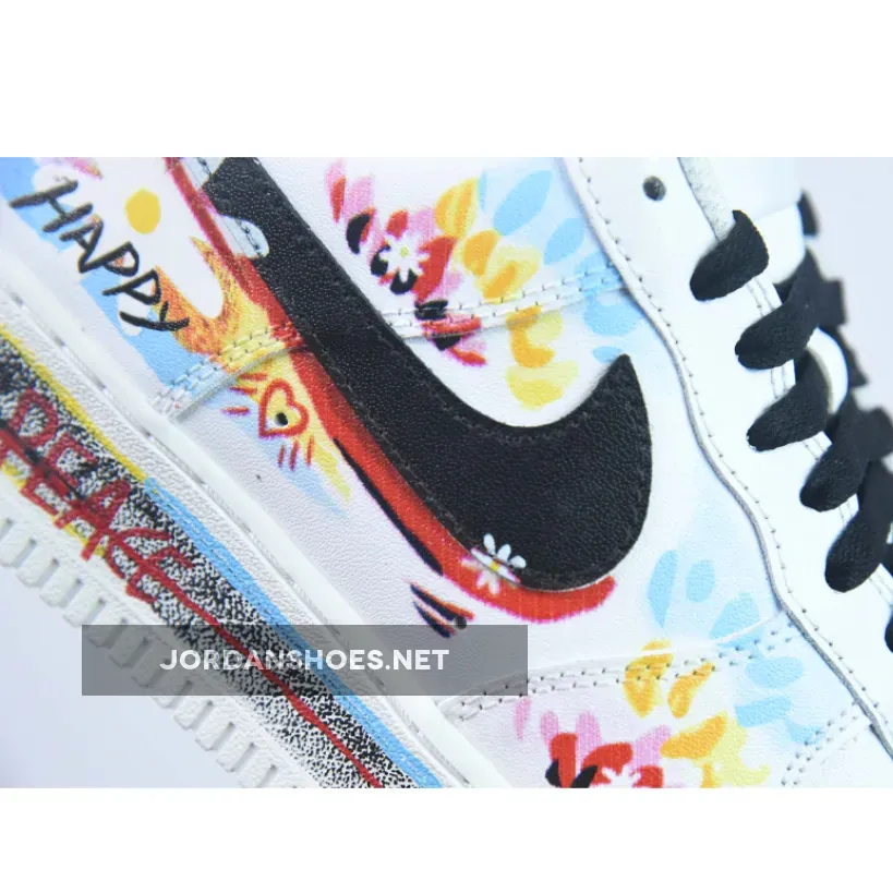 Custom Nike Air Force 1 Low White Black Multi Custom Nike Air Force 1 Low White Black Multi