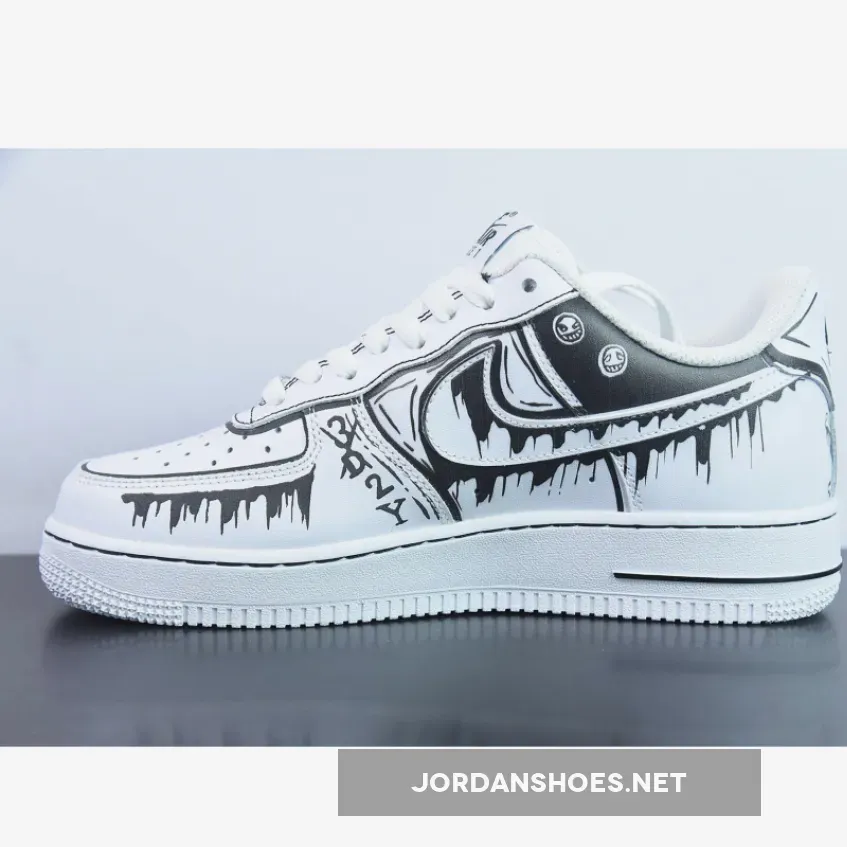 Custom Nike Air Force 1 Low "One Piece" White Black Custom Nike Air Force 1 Low "One Piece" White Black
