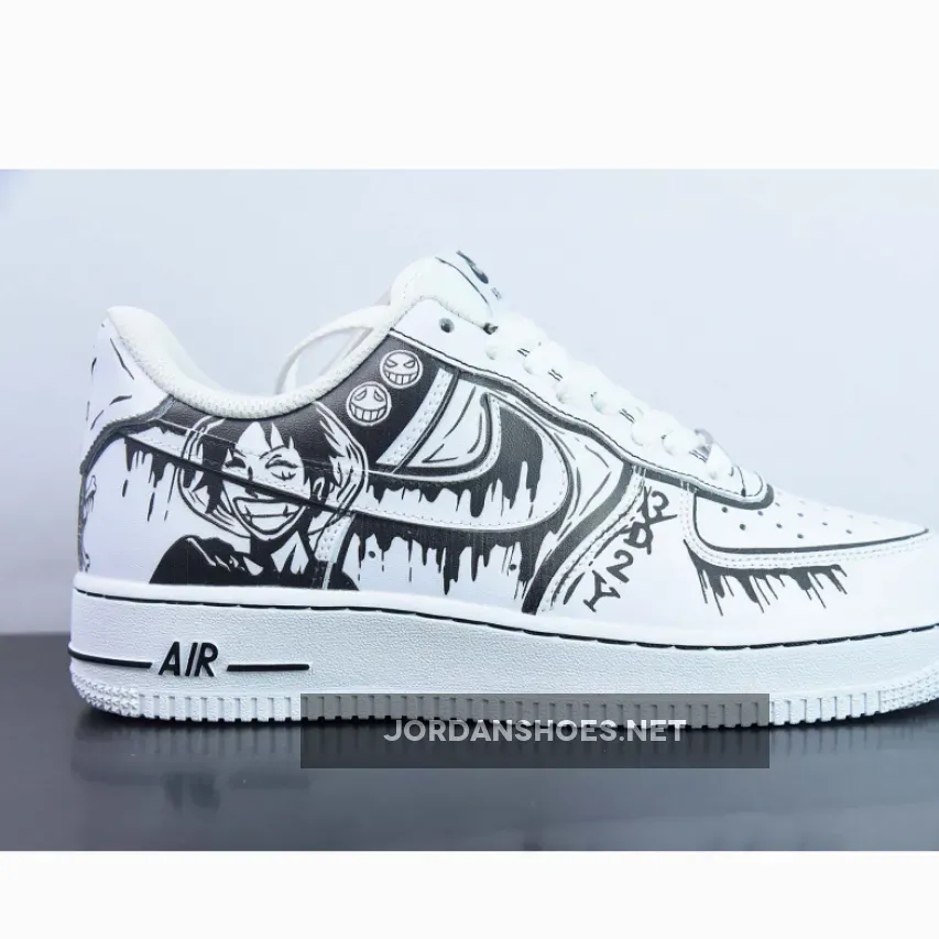Custom Nike Air Force 1 Low "One Piece" White Black Custom Nike Air Force 1 Low "One Piece" White Black