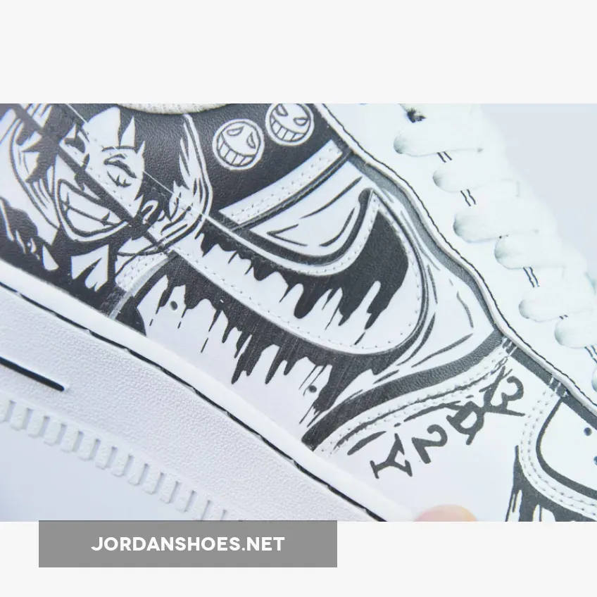 Custom Nike Air Force 1 Low "One Piece" White Black Custom Nike Air Force 1 Low "One Piece" White Black