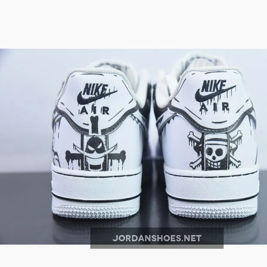 Custom Nike Air Force 1 Low "One Piece" White Black Custom Nike Air Force 1 Low "One Piece" White Black