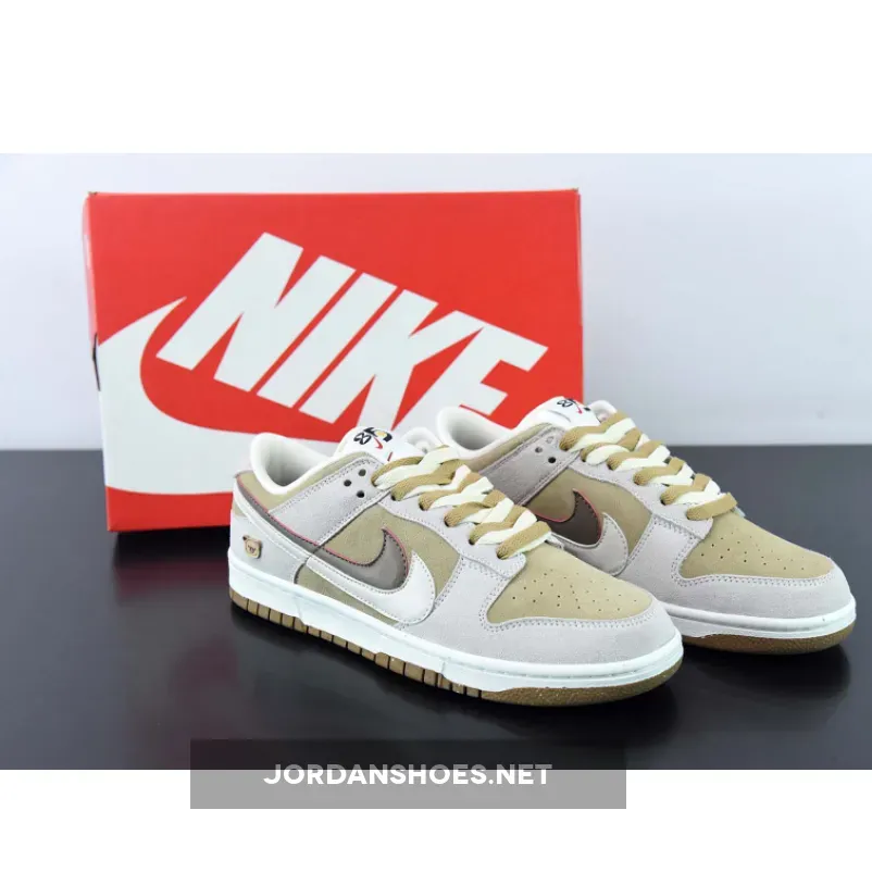 Custom Nike Dunk Low ’85 Double Swooshes’ Grey Brown