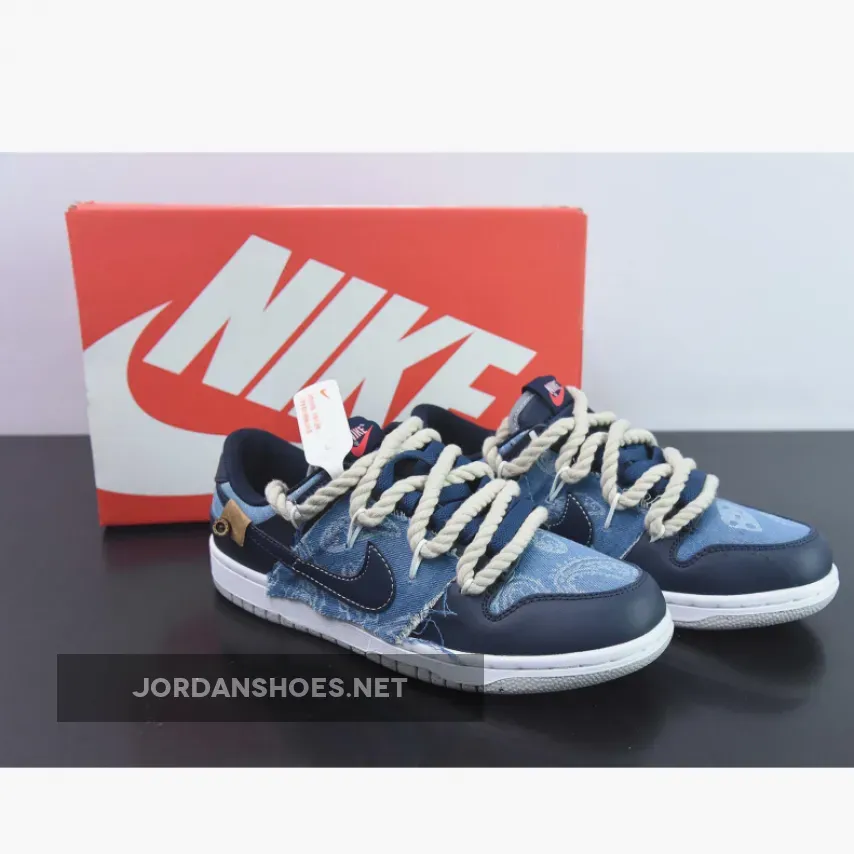 Custom Nike Dunk Low Denim Navy Blue