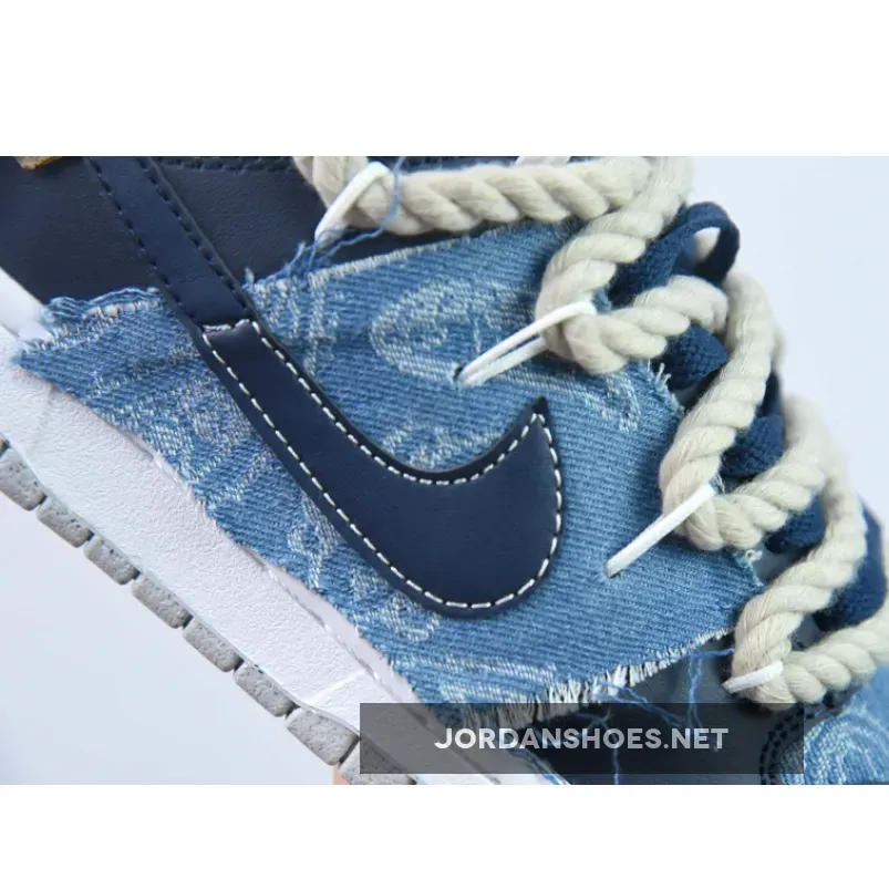 Custom Nike Dunk Low Denim Navy Blue Custom Nike Dunk Low Denim Navy Blue