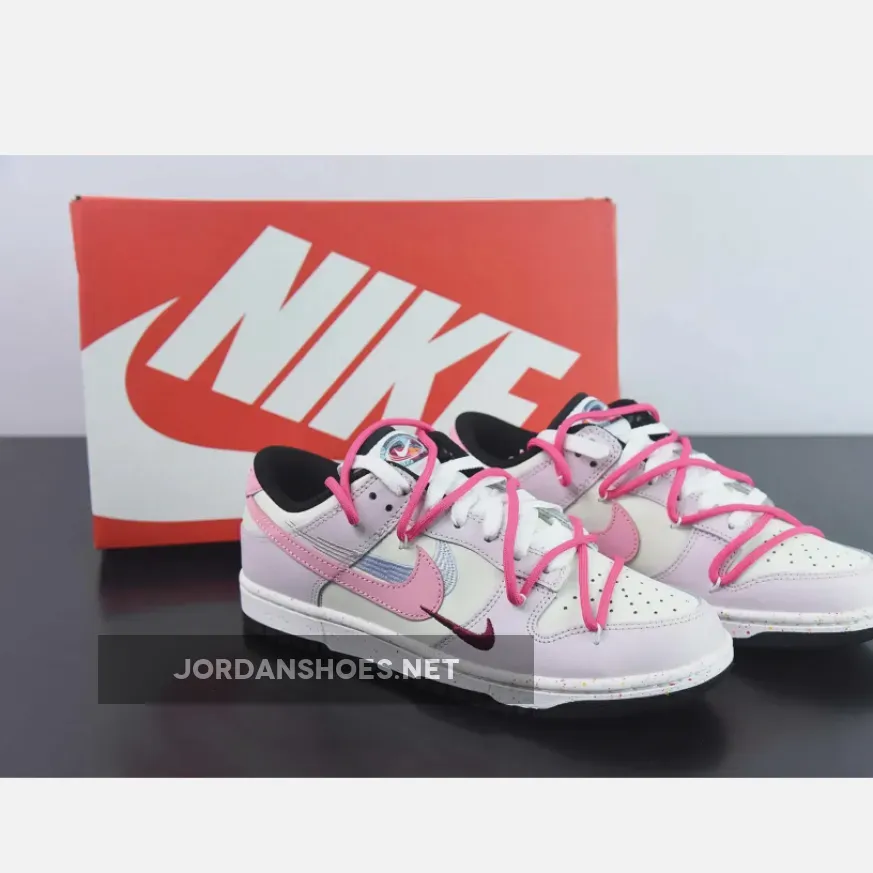 Custom Nike Dunk Low ‘Multiple Swooshes’ Pink Sail Black