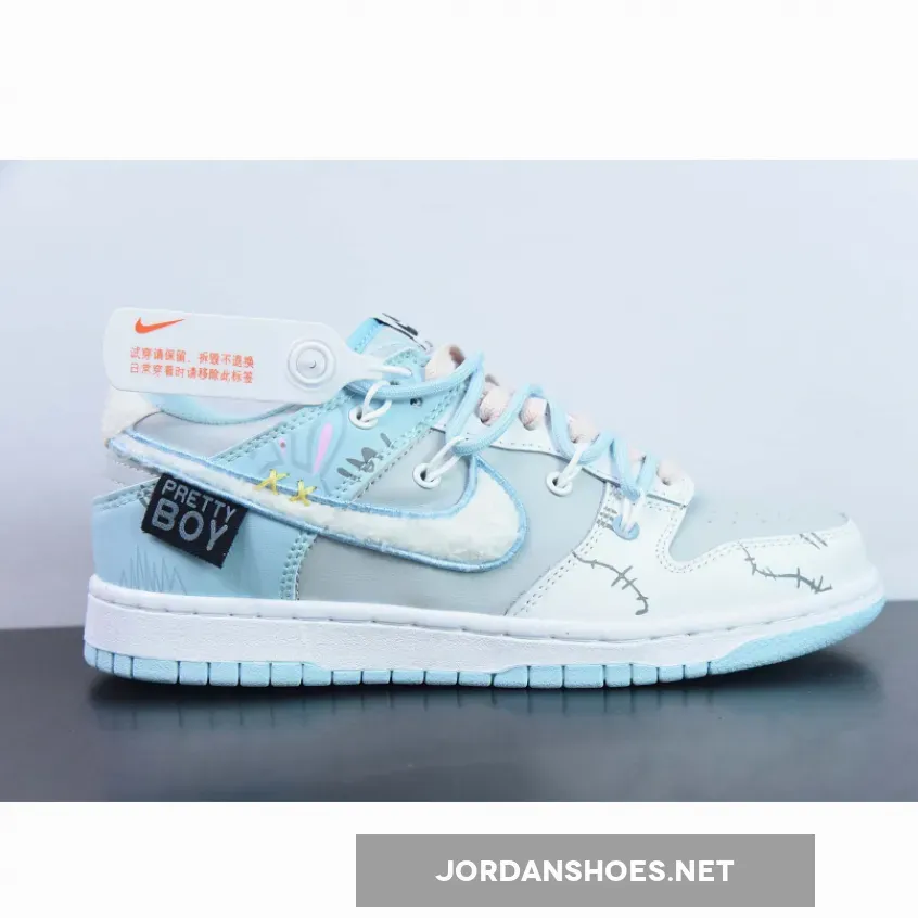 Custom Nike Dunk Low Retro Fleece Swoosh Worn Blue Custom Nike Dunk Low Retro Fleece Swoosh Worn Blue