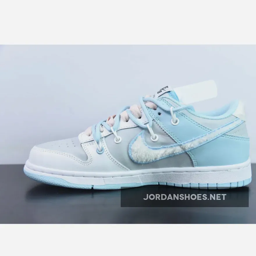 Custom Nike Dunk Low Retro Fleece Swoosh Worn Blue Custom Nike Dunk Low Retro Fleece Swoosh Worn Blue