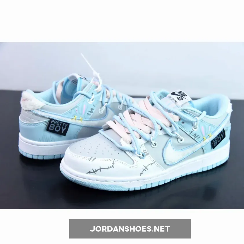 Custom Nike Dunk Low Retro Fleece Swoosh Worn Blue Custom Nike Dunk Low Retro Fleece Swoosh Worn Blue