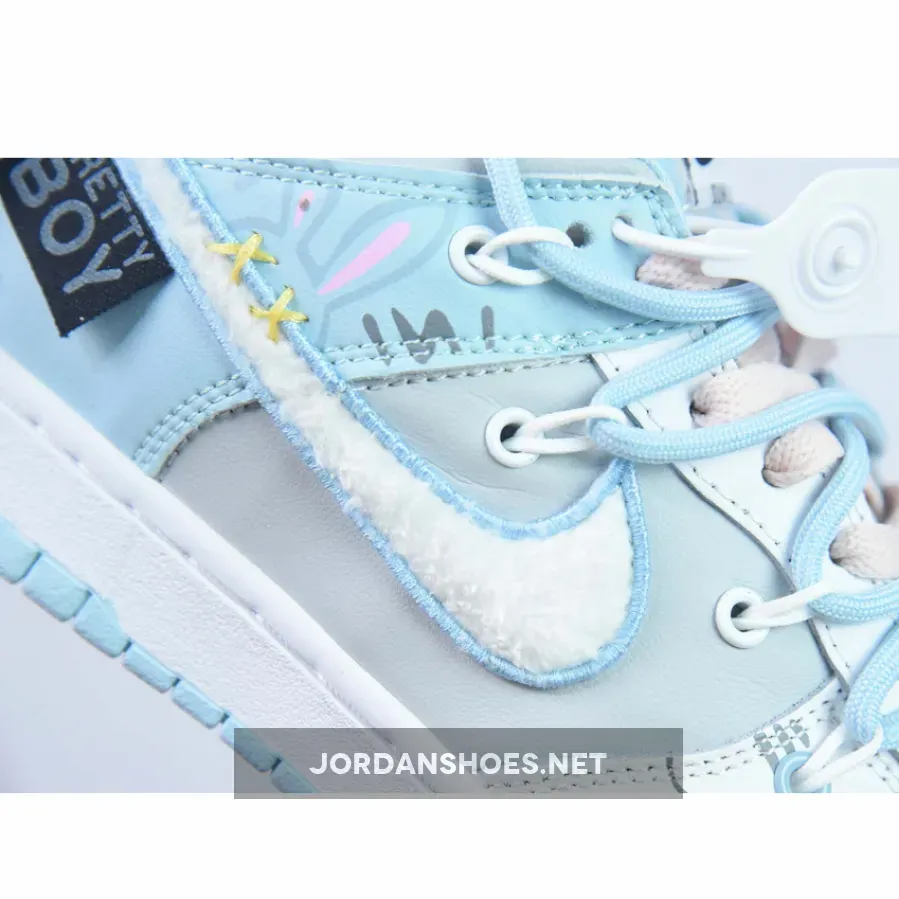 Custom Nike Dunk Low Retro Fleece Swoosh Worn Blue Custom Nike Dunk Low Retro Fleece Swoosh Worn Blue