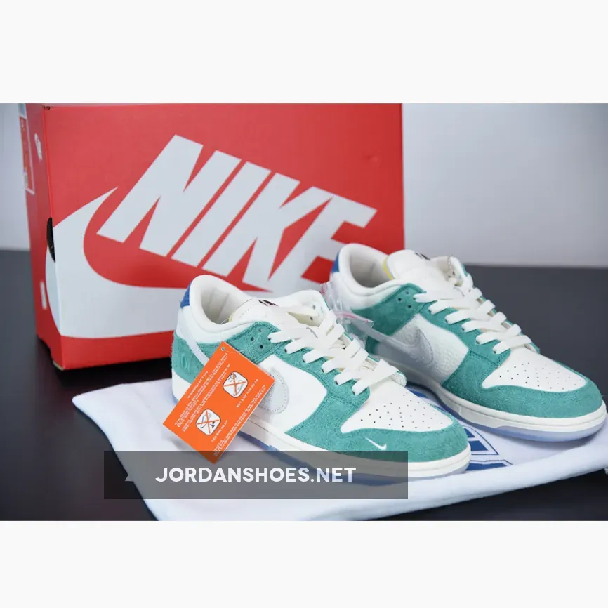 Kasina x Nike Dunk Low "Road Sign" Sail/White-Neptune Green-Industrial Blue