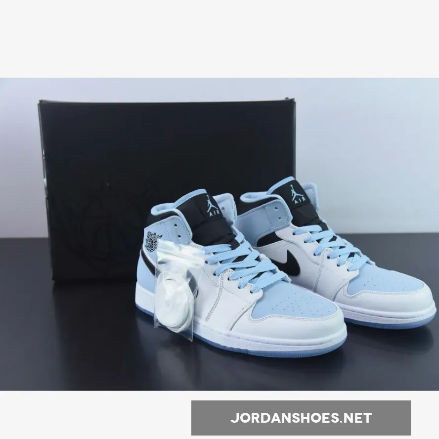 Men’s Air Jordan 1 Mid White/Light Blue-Black