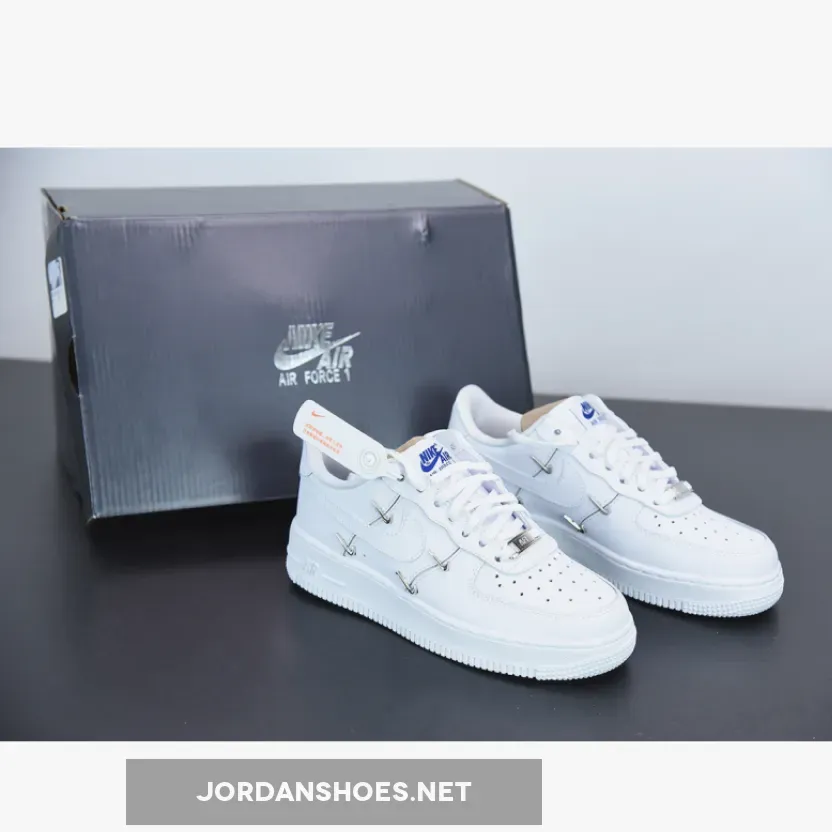 New Nike Air Force 1 ’07 LX "Mini Metallic Swoosh" In White