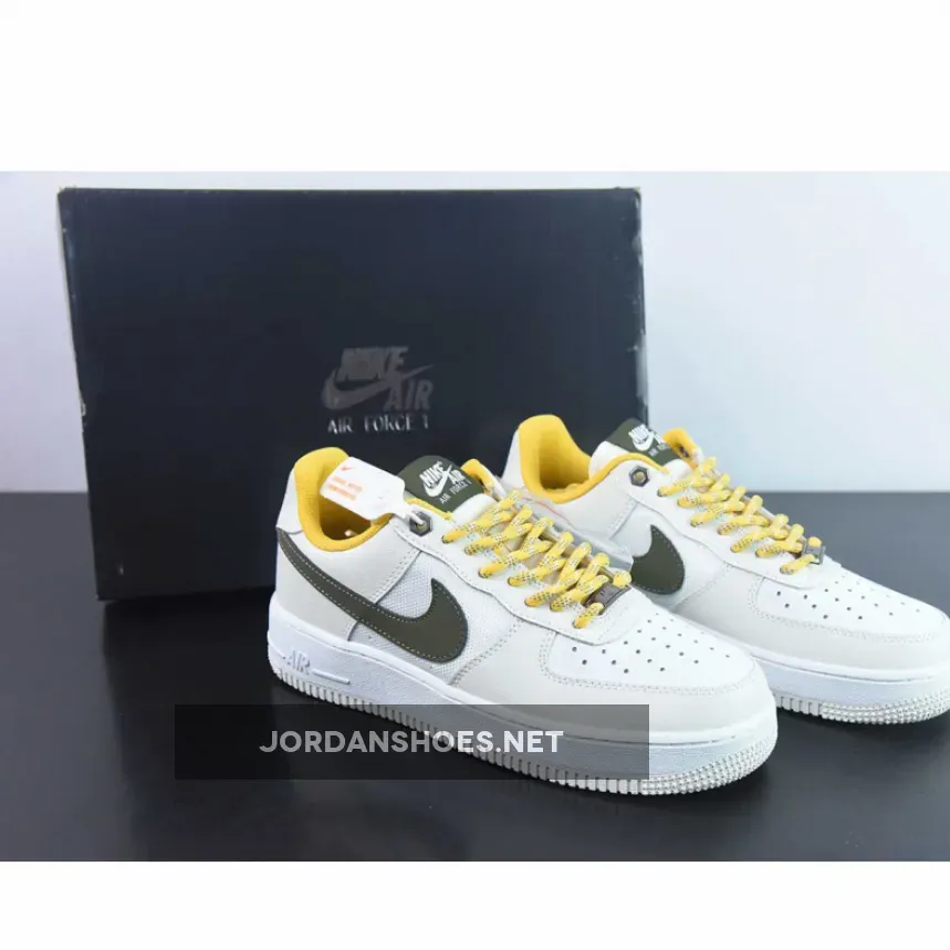 Nike Air Force 1 Low Light Bone/Cargo Khaki-White-Vivid Sulfur