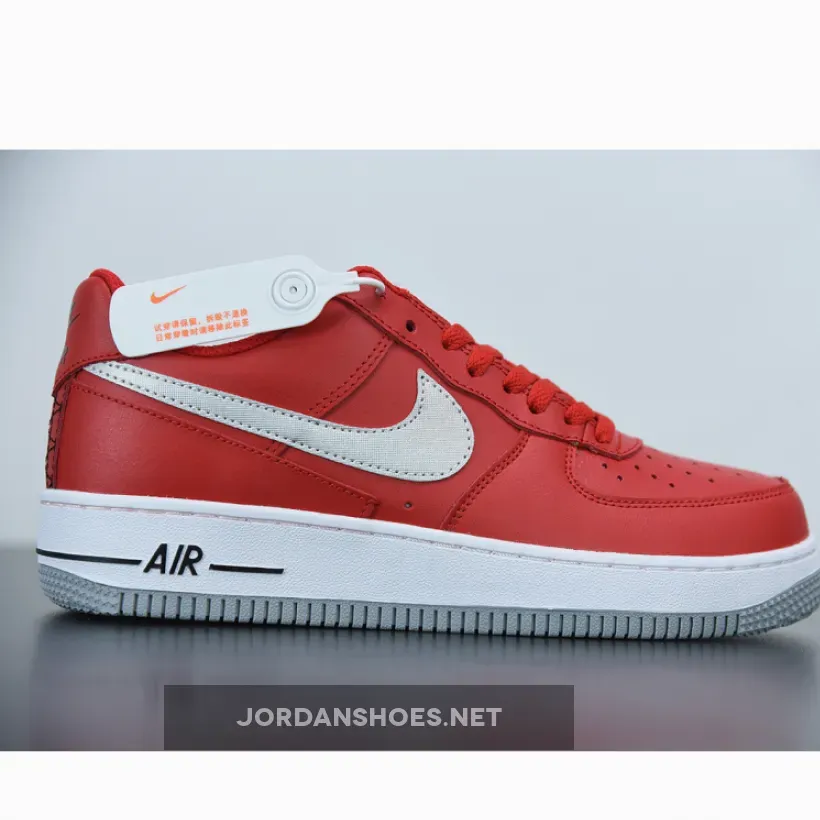 Nike Air Force 1 Low Red Grey With Heel Black Stitch Nike Air Force 1 Low Red Grey With Heel Black Stitch