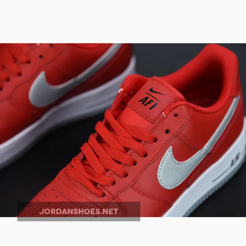 Nike Air Force 1 Low Red Grey With Heel Black Stitch Nike Air Force 1 Low Red Grey With Heel Black Stitch