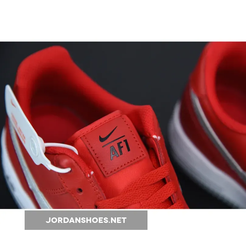 Nike Air Force 1 Low Red Grey With Heel Black Stitch Nike Air Force 1 Low Red Grey With Heel Black Stitch