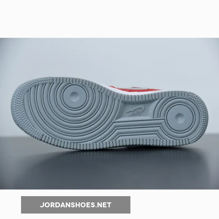 Nike Air Force 1 Low Red Grey With Heel Black Stitch Nike Air Force 1 Low Red Grey With Heel Black Stitch