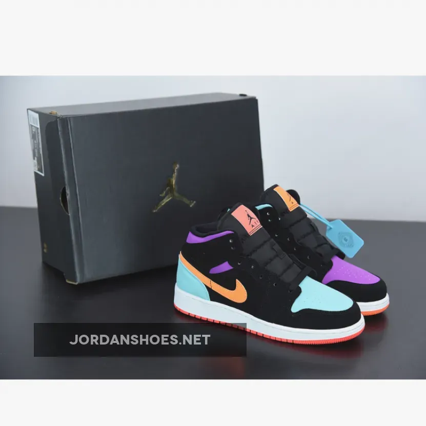 Nike Air Jordan 1 Mid Black Multi-Color Reflective