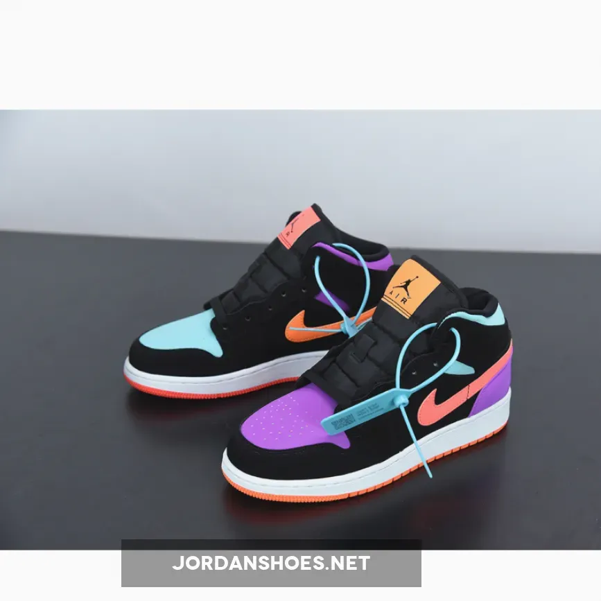 Nike Air Jordan 1 Mid Black Multi-Color Reflective Nike Air Jordan 1 Mid Black Multi-Color Reflective