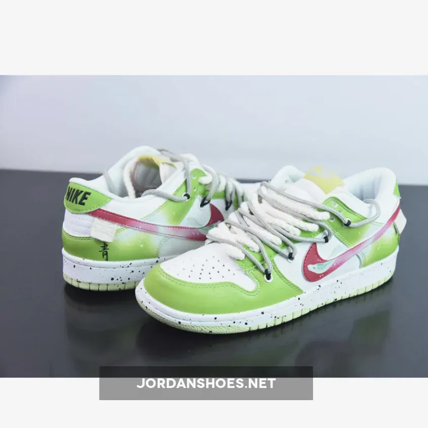 Nike Dunk Low Custom Green White Red Nike Dunk Low Custom Green White Red