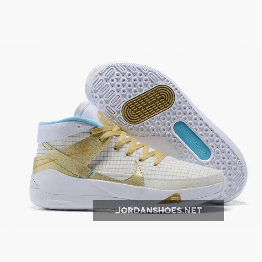 Nike KD 13 ‘EYBL’ White/Metallic Gold-Light Aqua