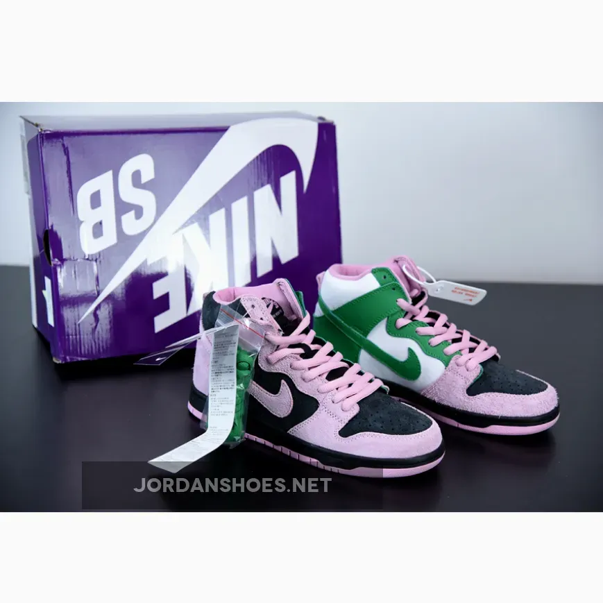 Nike SB Dunk High "Invert Celtics" Black/Pink Rise-Lucky Green