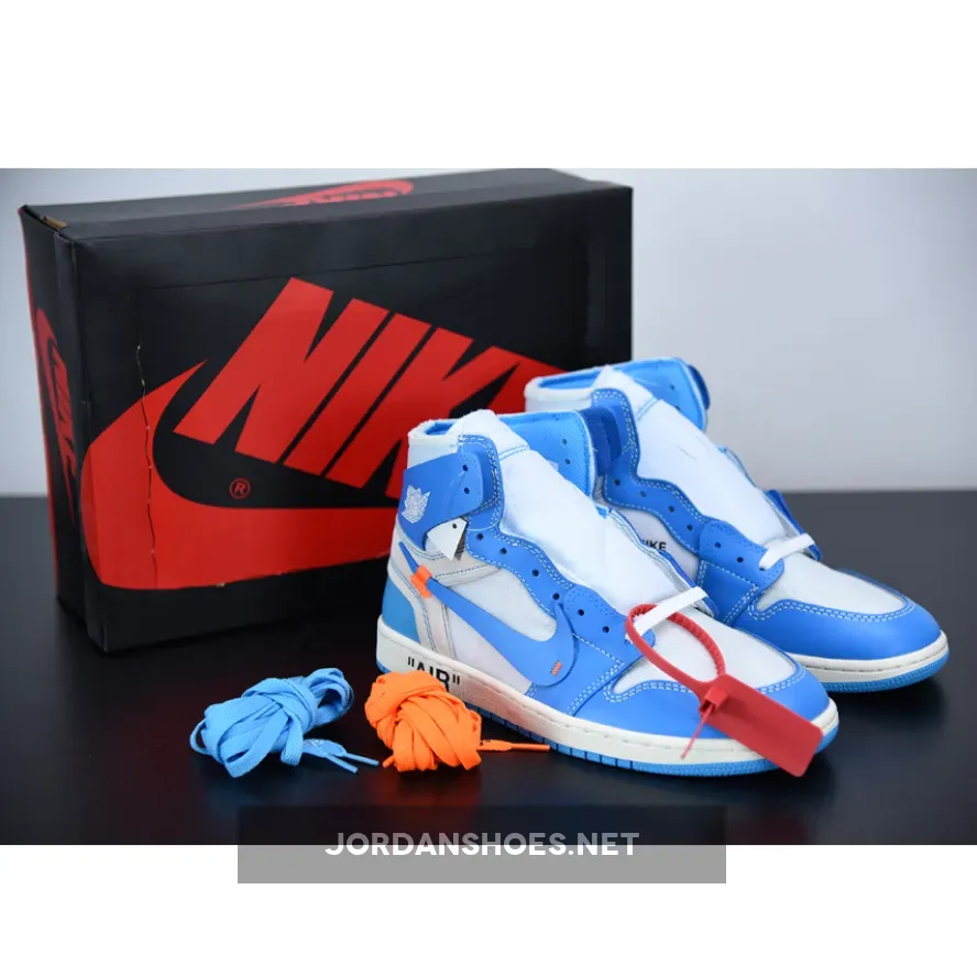 Off-white X Air Jordan 1 Retro High Og 'Unc' AJ1 Dark Powder Blue-Cone