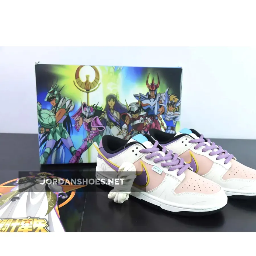 Saint Seiya x Nike Dunk Low Custom White Purple Pink